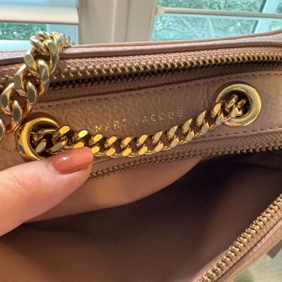 Marc Jacobs The Snapshot Small Elevated Crossbody Bag RARE Pink with Gold Chain - Picture 7 of 9